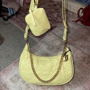 Juicy Couture Yellow Crescent Shoulder Bag with Gold Chain